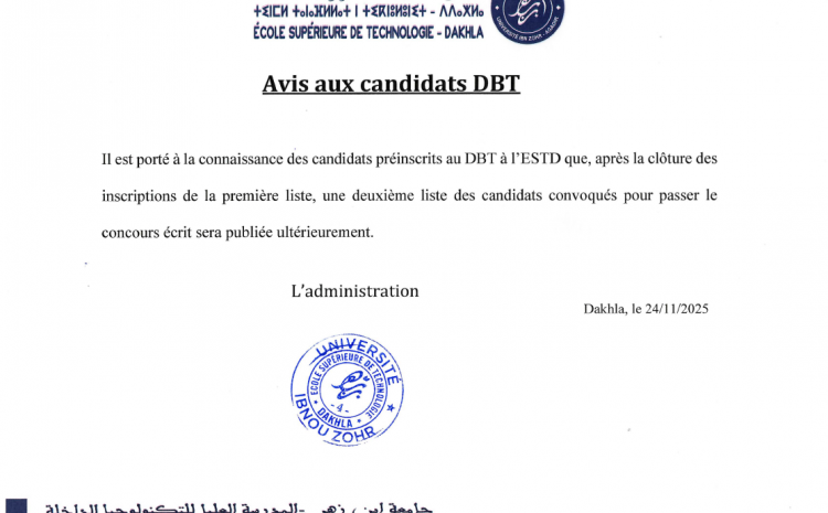  Avis aux candidats DBT 2025/2026